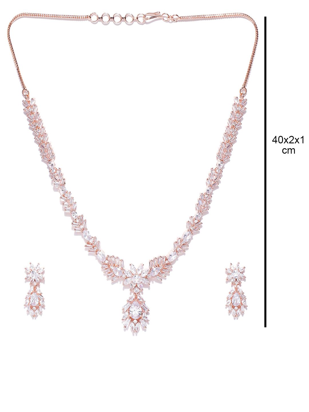 Priyaasi Rose Gold-Plated AD & CZ Studded Jewellery Set