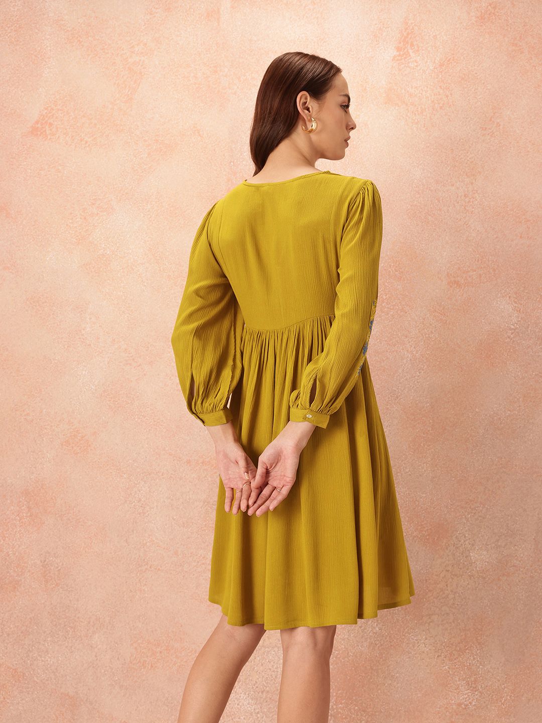 all about you Embroidered Detail A-Line Dress