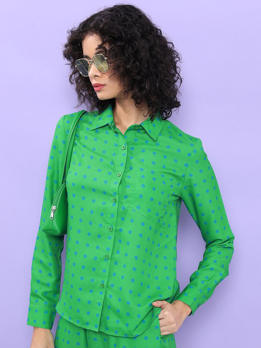 Tokyo Talkies Polka Dot Printed Regular Fit Opaque Casual Shirt