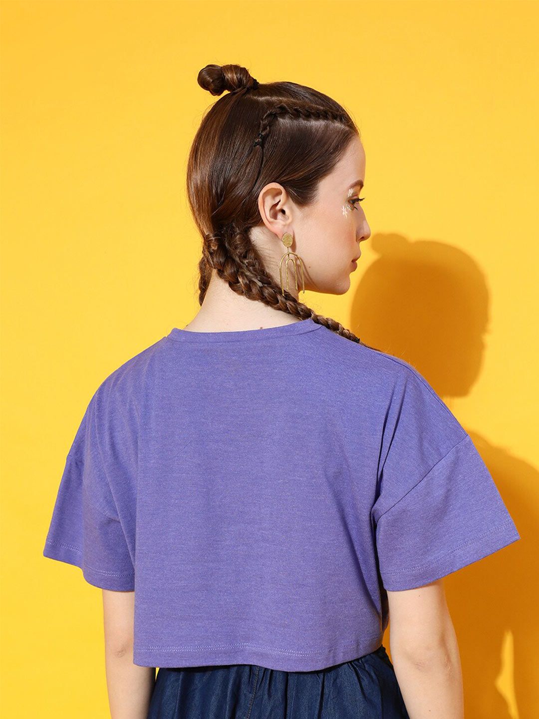 STREET 9 Women Purple Printed Oversized  Fit Bio-Finish T-shirt