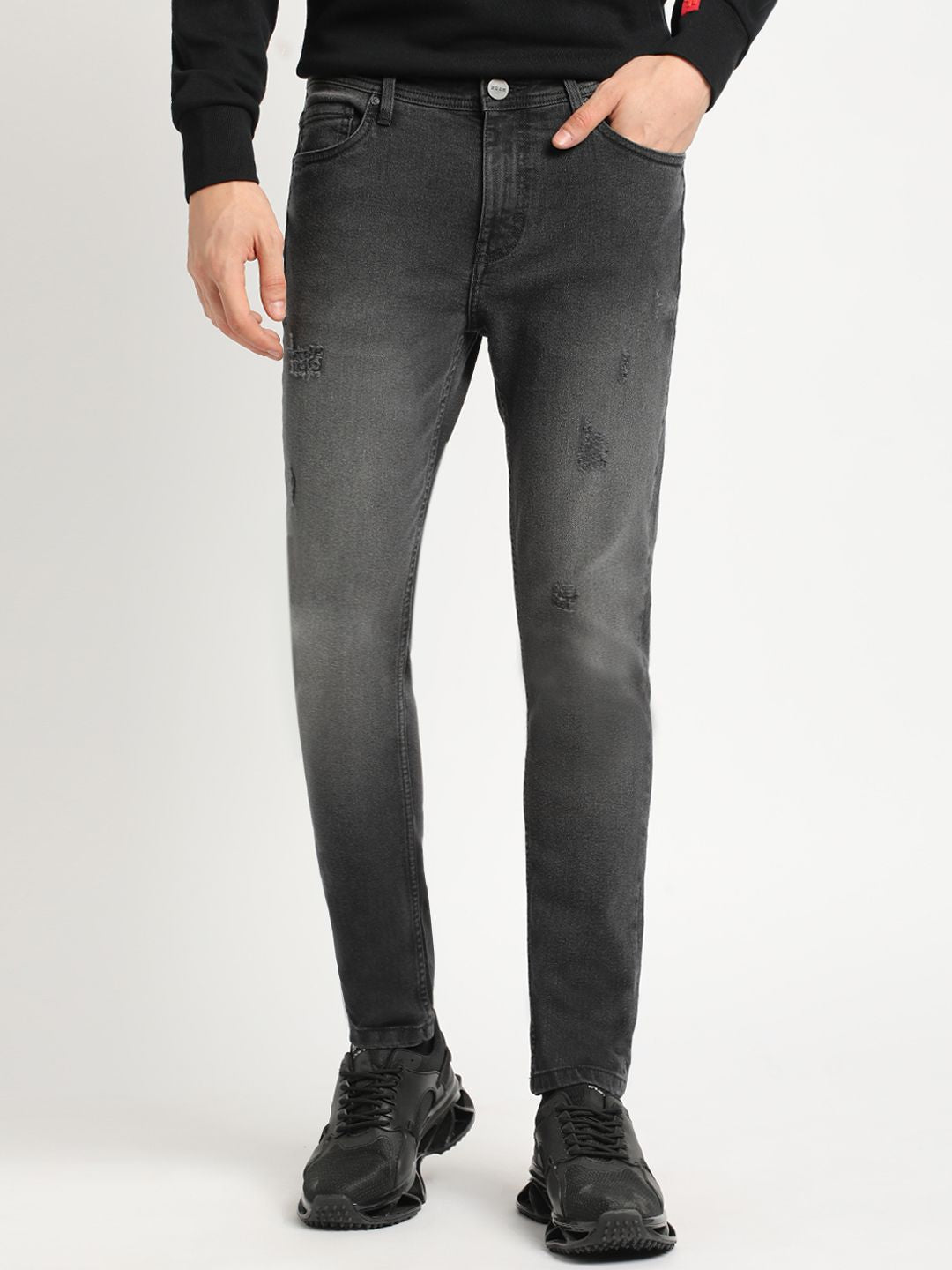 THE BEAR HOUSE Men Skinny Fit Mildly Distressed Heavy Fade Stretchable Jeans