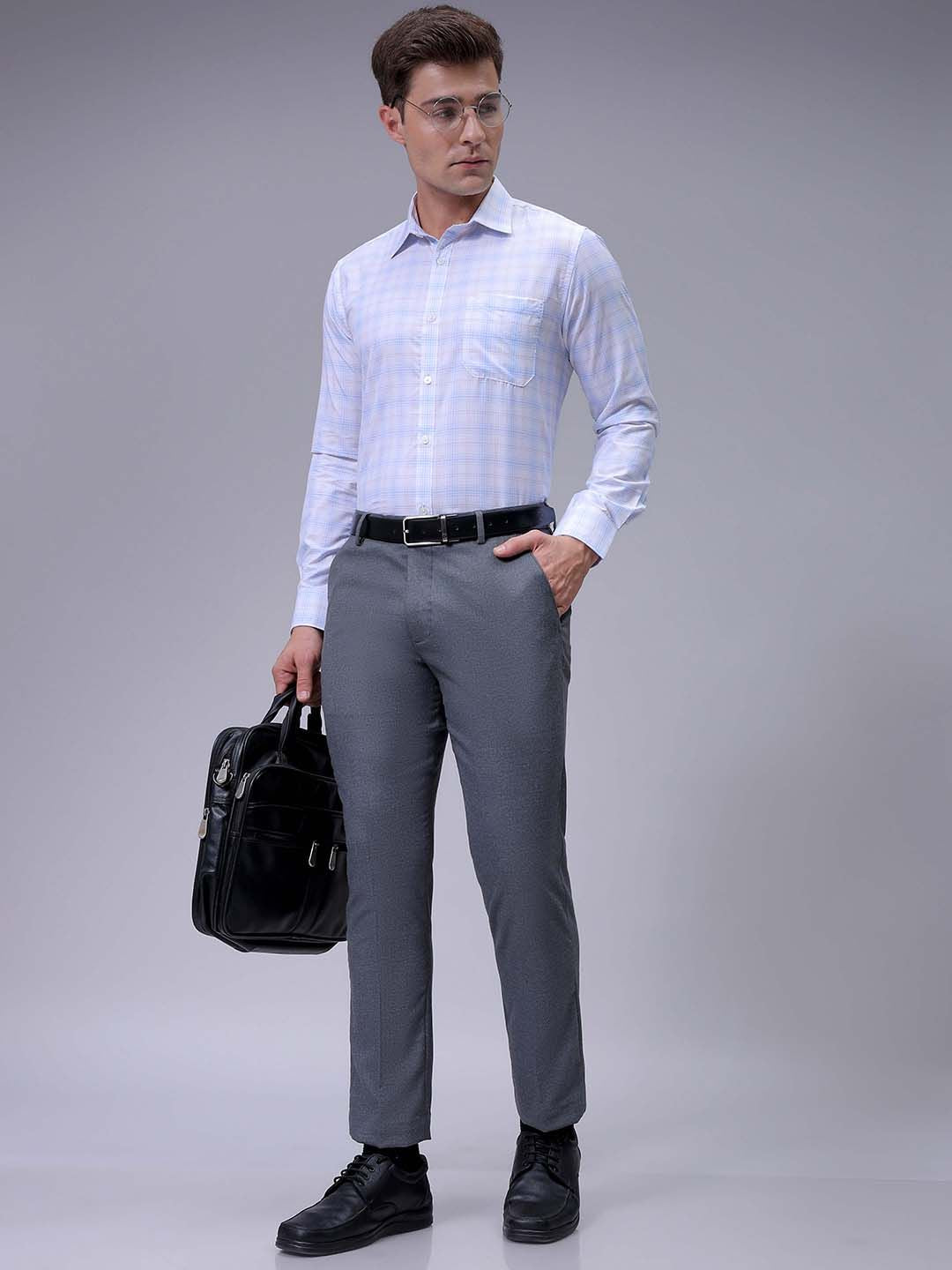 The Indian Garage Co. X Luxe Men Checked Slim Fit Formal Trousers