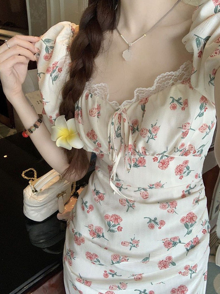 DressBerry Women Floral Print Puff Sleeves Fit & Flare Maxi Dress