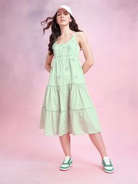 DressBerry Floral Embroidered Tiered A-Line Midi Dress