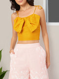 DressBerry Flirty & Fabulous Bow Detail Shoulder Straps Crop Top