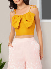 DressBerry Flirty & Fabulous Bow Detail Shoulder Straps Crop Top