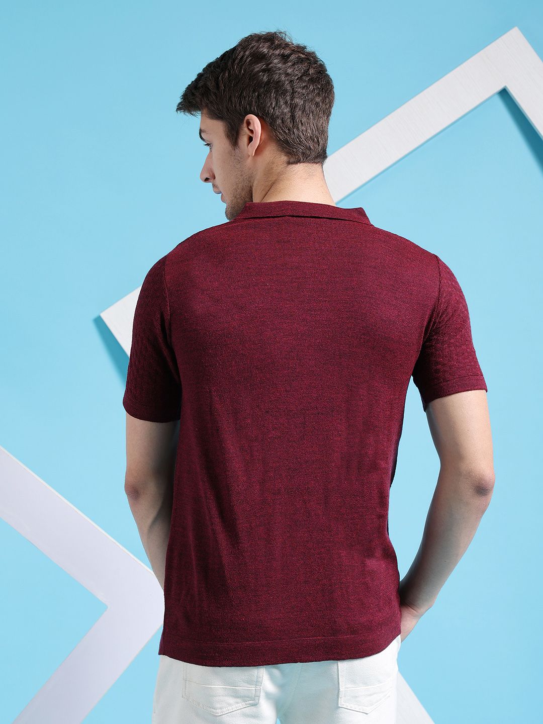 The Indian Garage Co Polo Collar Acrylic Pullover Sweater