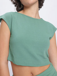 DressBerry Pastel Dreams Textured Crop Top Ruched Co-Ords
