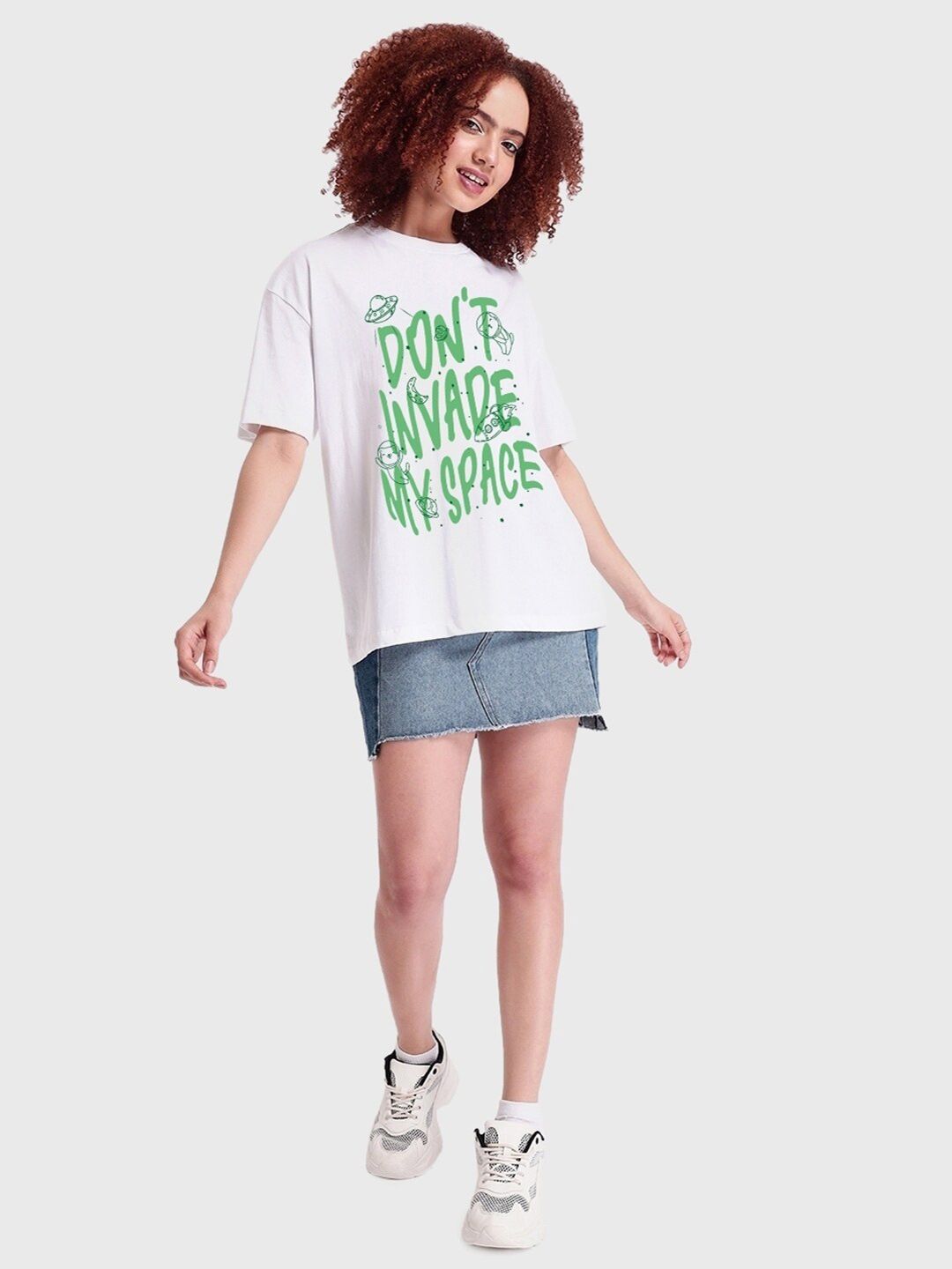 Bewakoof Printed Cotton Round Neck Oversized Casual T-shirt