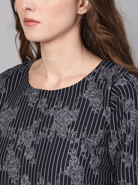 Gerua By Libas Women Navy Blue  White Printed Kurta with Trousers