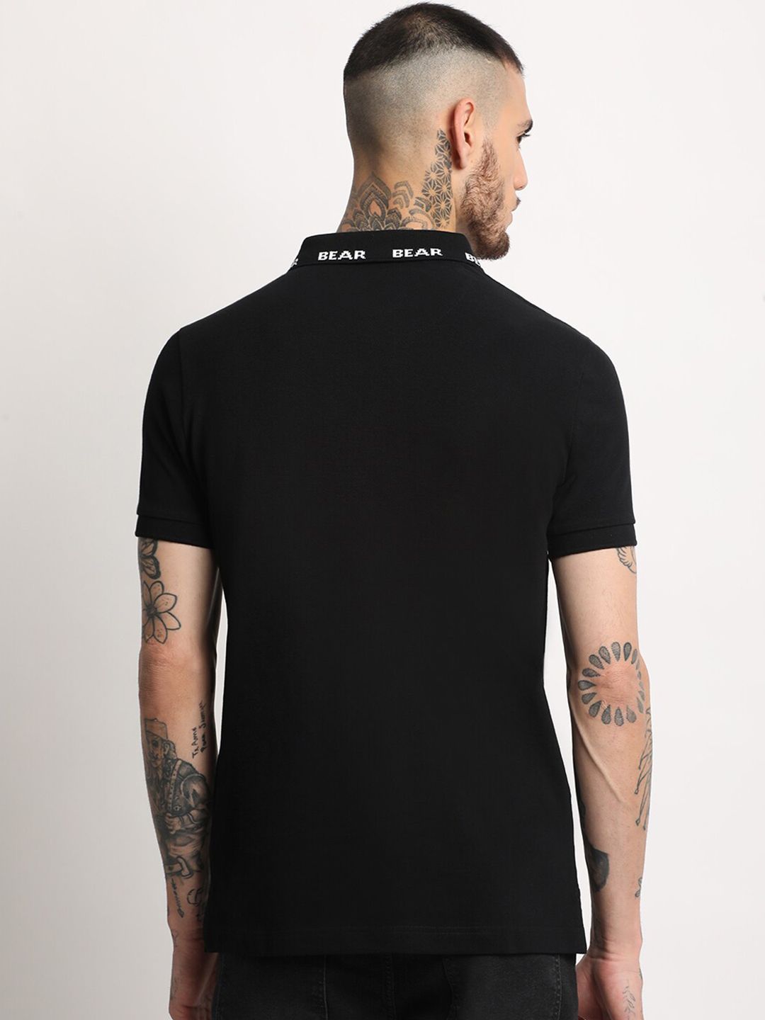 THE BEAR HOUSE Slim Fit Polo Collar Pure Cotton T-shirt