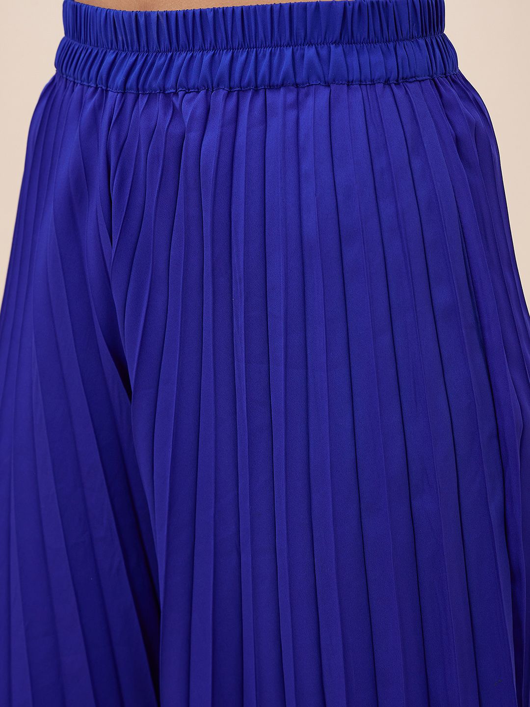 Antheaa Square Neck Puffed Sleeves Pleated A-Line Top With Palazzos