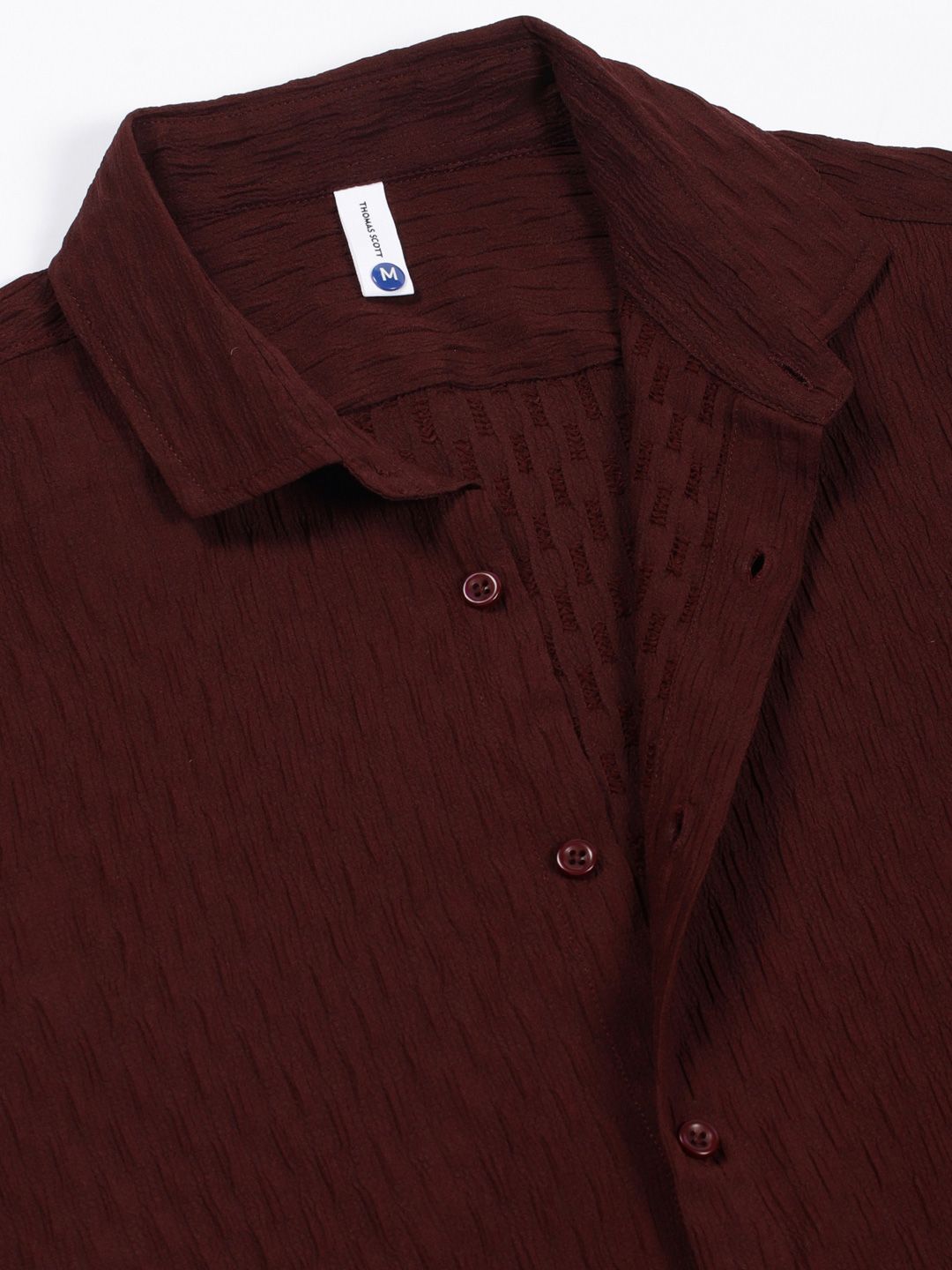 Thomas Scott Men Premium Spread Collar Textured Casual Shirt