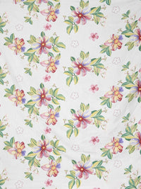 KLOTTHE White Floral Print 300 TC Fitted Super King Double Bedsheet with 2 Pillow Covers