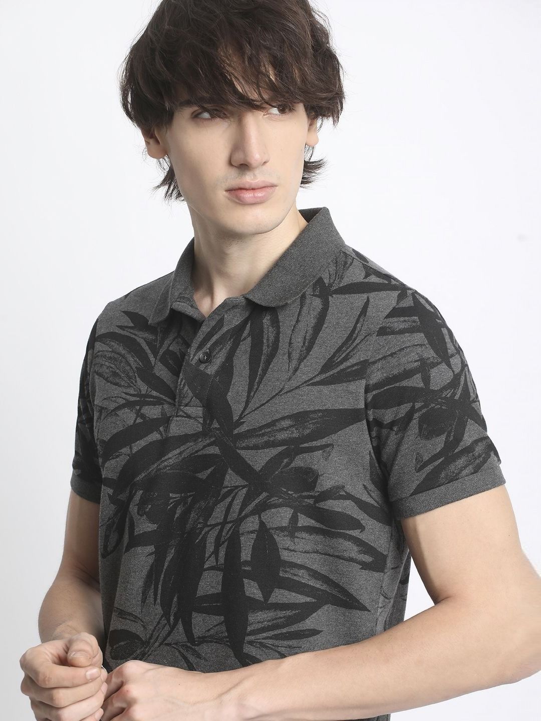 THE BEAR HOUSE Tropical Printed Polo Collar Pure Cotton T-Shirt