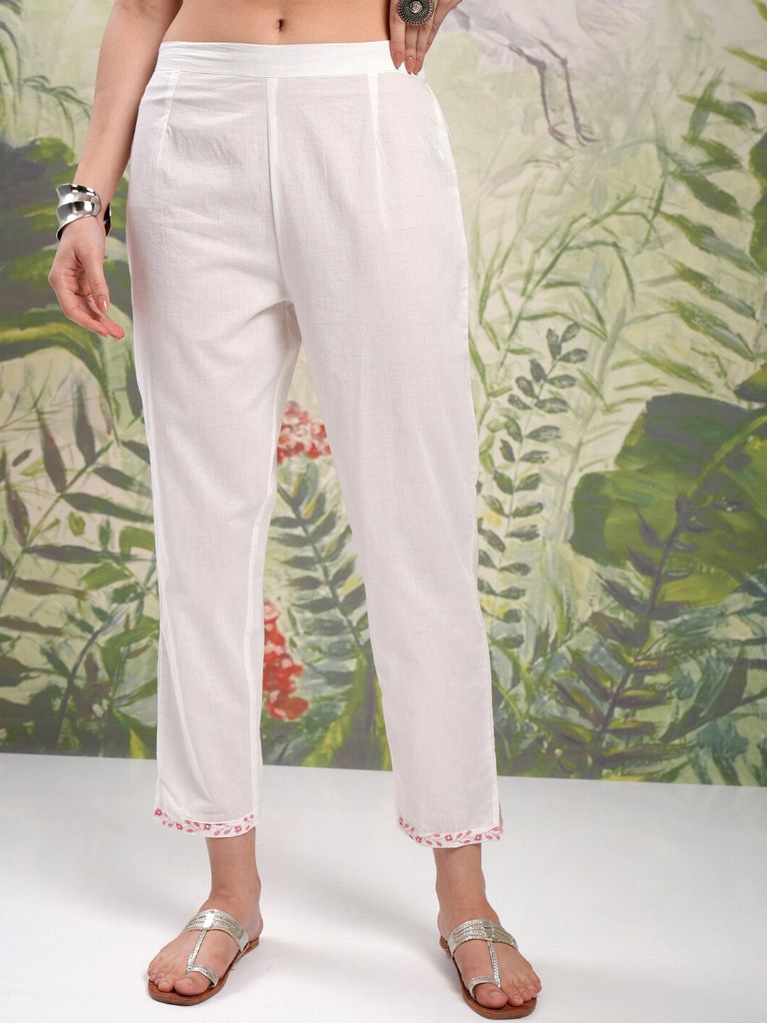 Vishudh Embroidered Regular Thread Work Pure Cotton Kurta with Trouser & Dupatta