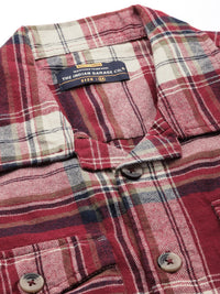 The Indian Garage Co Pure Cotton Regular Fit Checked Double Flap Pocket Flannel Shirt