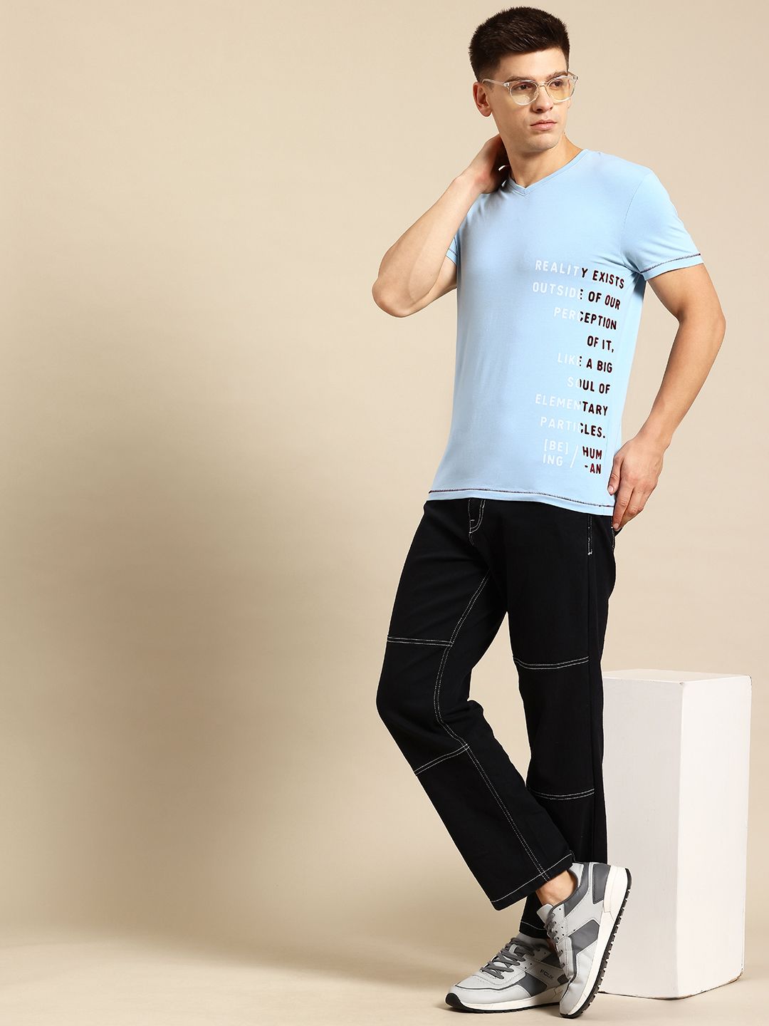 Being Human Typography V-Neck T-shirt