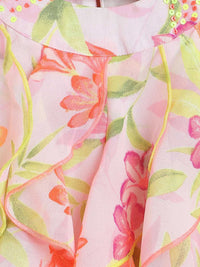 Nauti Nati Pink & Yellow Floral Georgette A-Line Dress