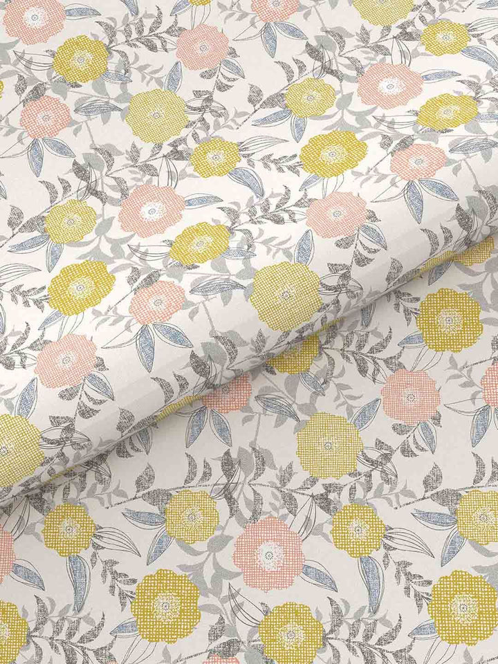 MYTRIDENT Doodle Flora Peach Flat 144TC Queen Cotton Bedsheet Set