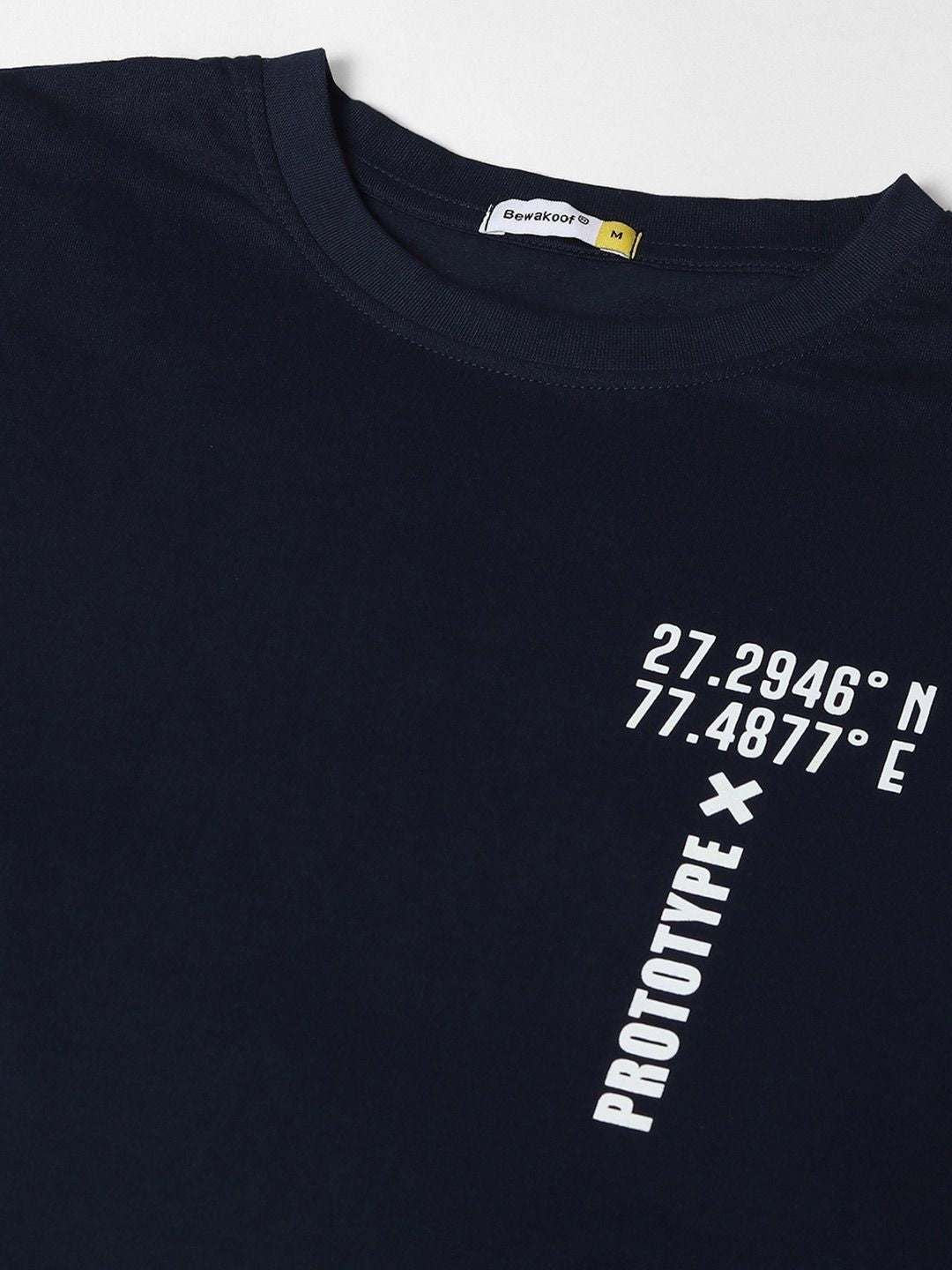 Bewakoof Men Blue Printed Pure Cotton Oversized T-shirt