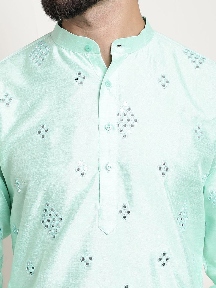 SOJANYA Geometric Embroidered Regular Mirror Work Kurta With Churidar