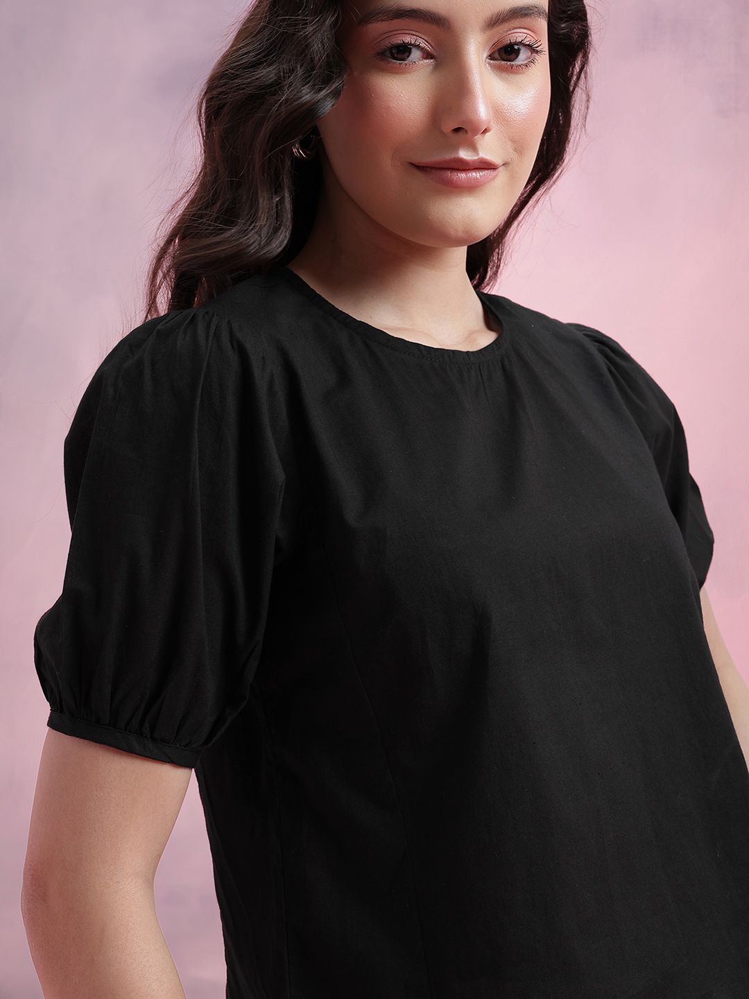 DressBerry Puff Sleeves Pure Cotton Top