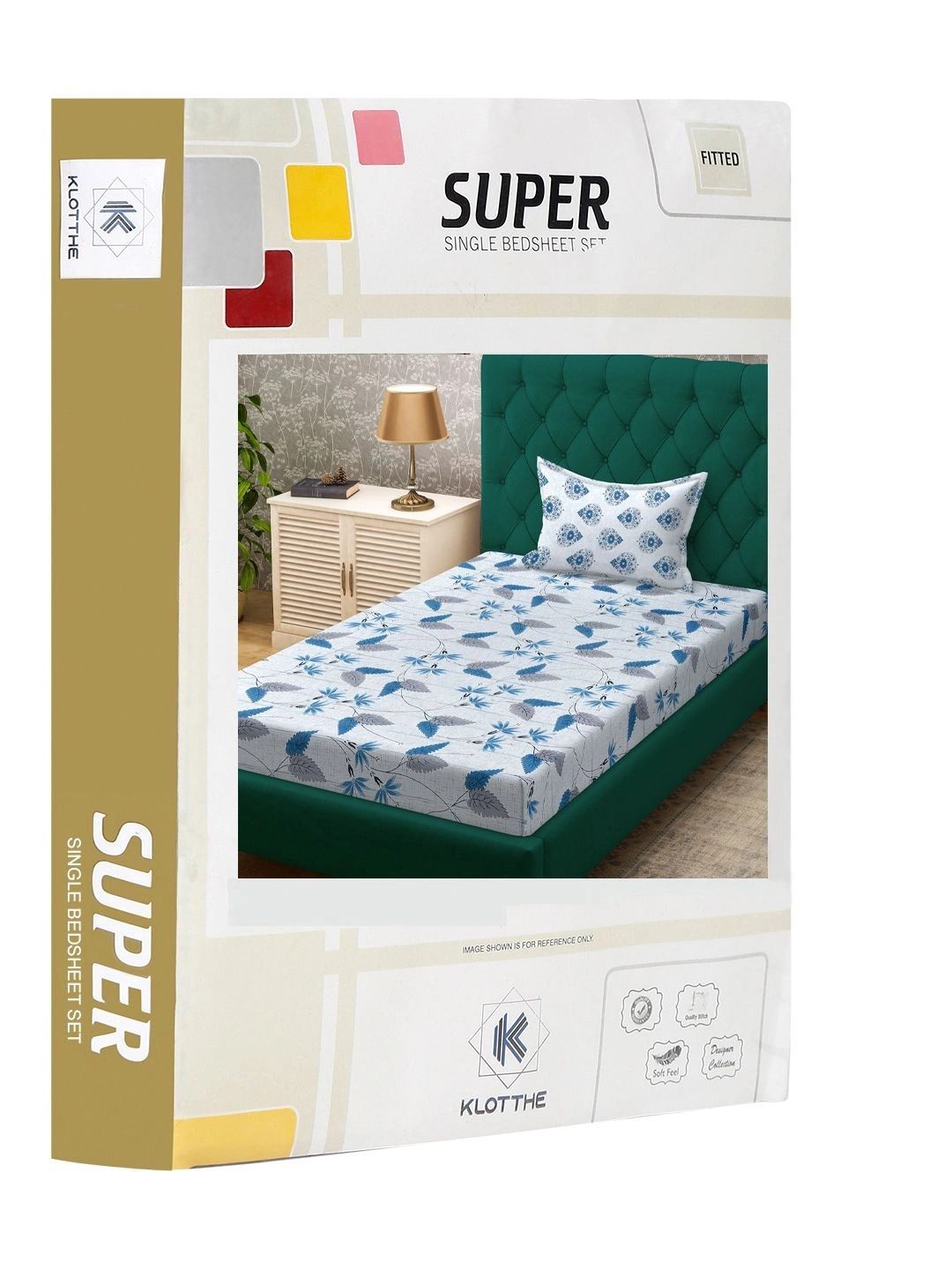 Moda Rapido X KLOTTHE Blue & Grey Floral 400 TC Single Bedsheet with 1 Pillow Covers