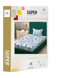 Moda Rapido X KLOTTHE Blue & Grey Floral 400 TC Single Bedsheet with 1 Pillow Covers
