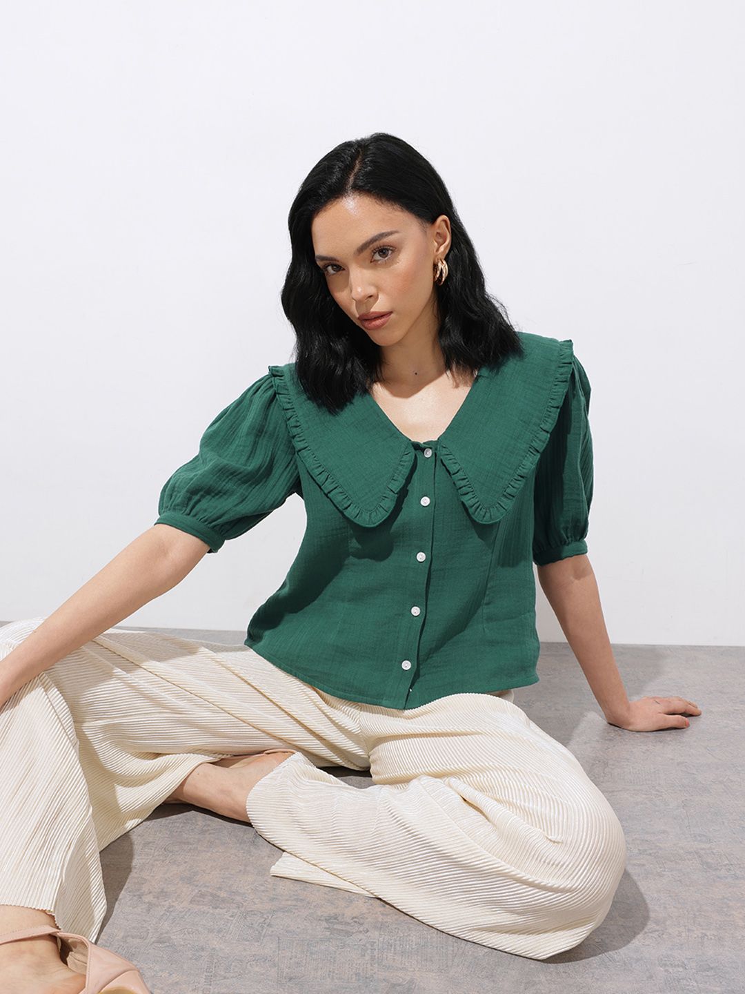 DressBerry Summer Basics Crop Shirt Style Top