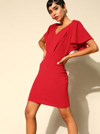 Athena Women Gorgeous Red Solid New Neckline Dress