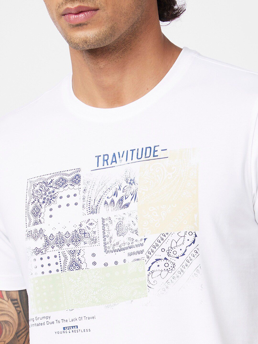 SPYKAR Typography Printed Slim Fit Cotton T-shirt