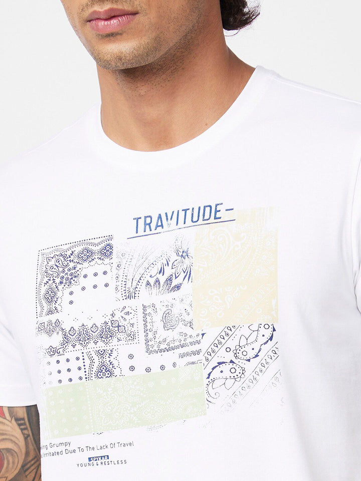 SPYKAR Typography Printed Slim Fit Cotton T-shirt