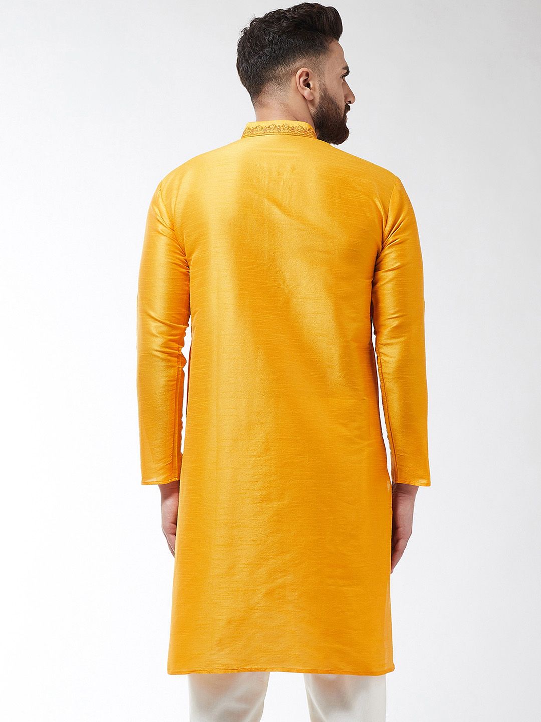 SOJANYA Lelaki Mustard Yellow Yoke Design Straight Kurta