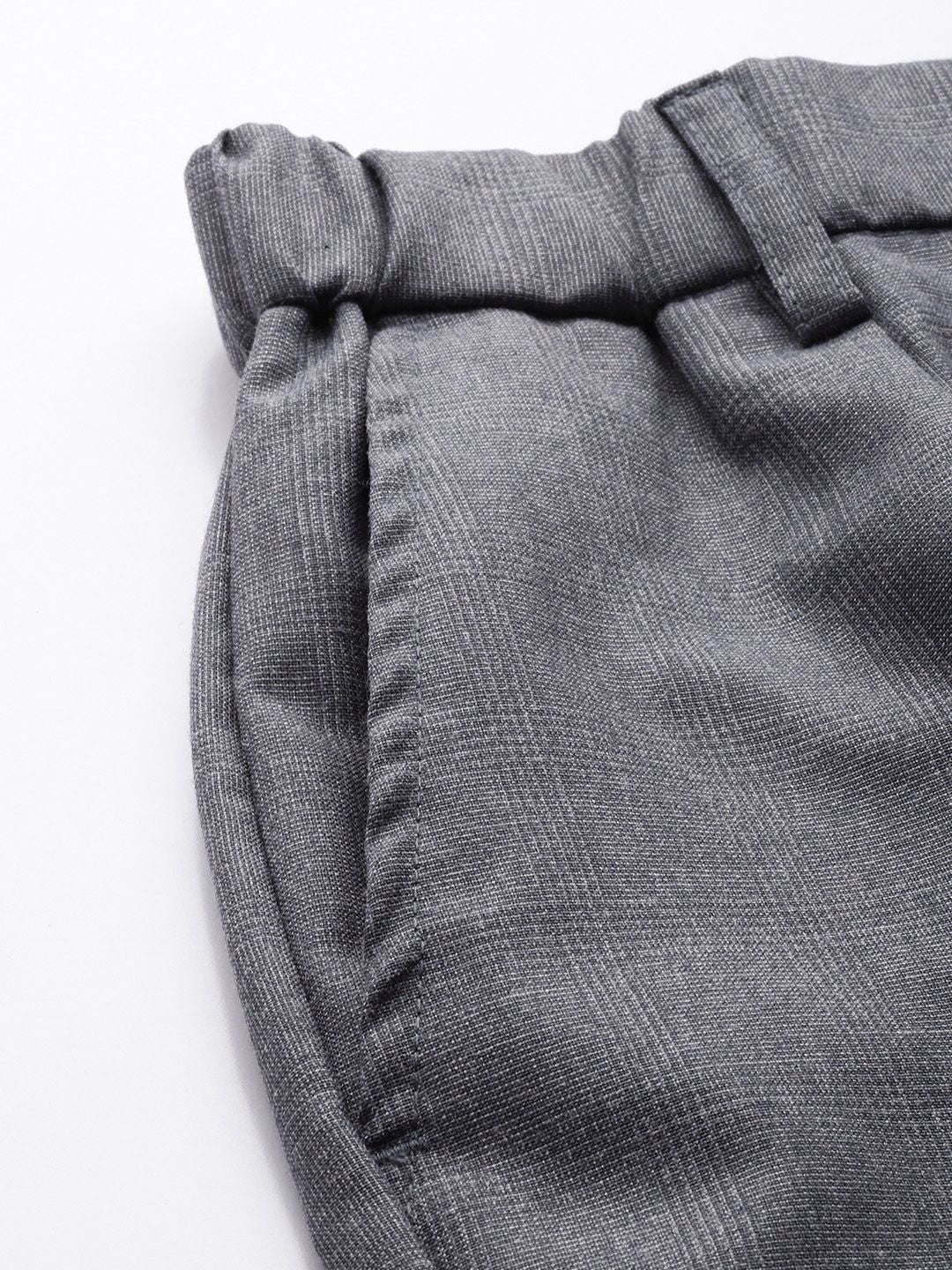 The Indian Garage Co. X Luxe Men Relaxed Straight Fit Textured Pleated Formal Trousers