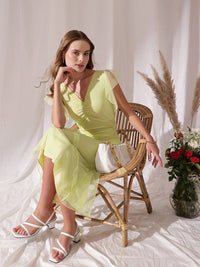 STREET 9 Flutter Sleeves Net Maxi A-Line Dress