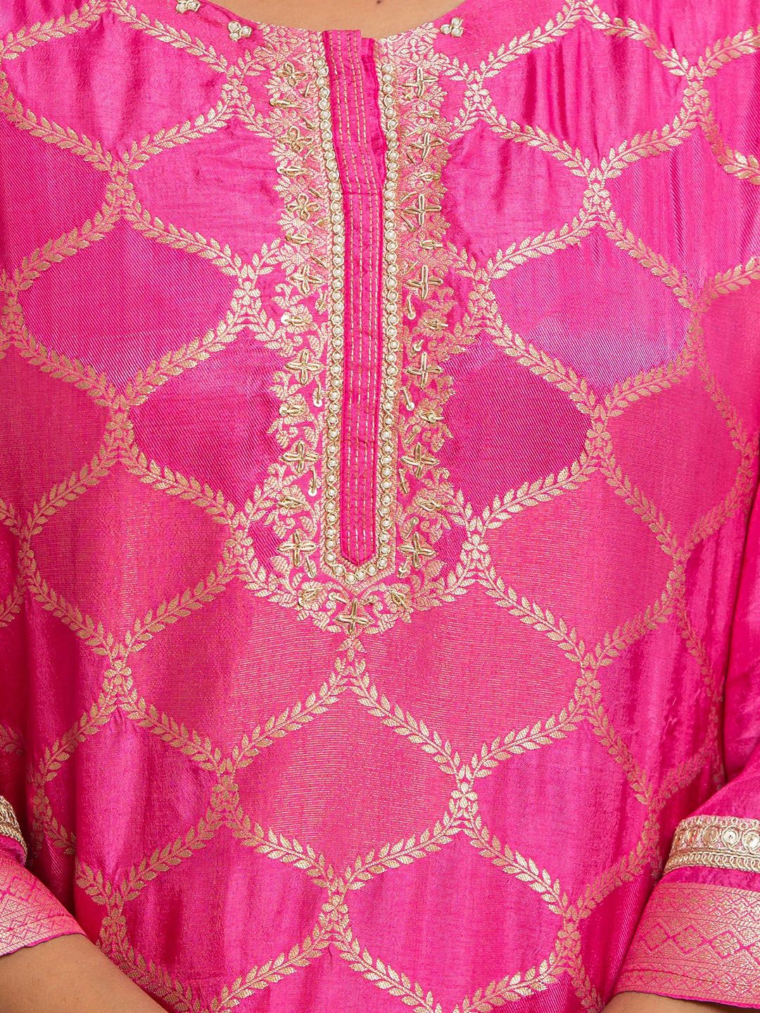 Vishudh Embroidered Thread Work Kurta & Trousers With Dupatta