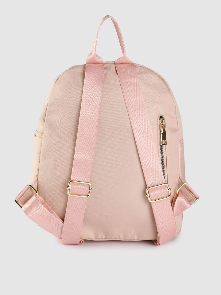 Lino Perros Women Peach-Coloured Solid Laptop Backpack