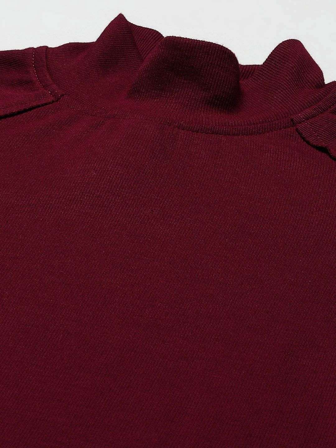 Gaun A-Line Berusuk Maroon SASSAFRAS