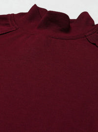 Gaun A-Line Berusuk Maroon SASSAFRAS