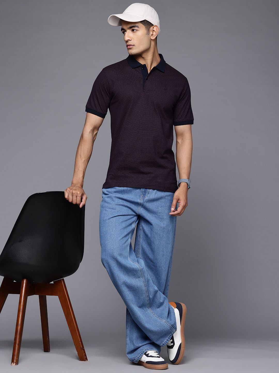Raymond Slim Modern Fit Printed Polo Collar Pure Cotton T-shirt