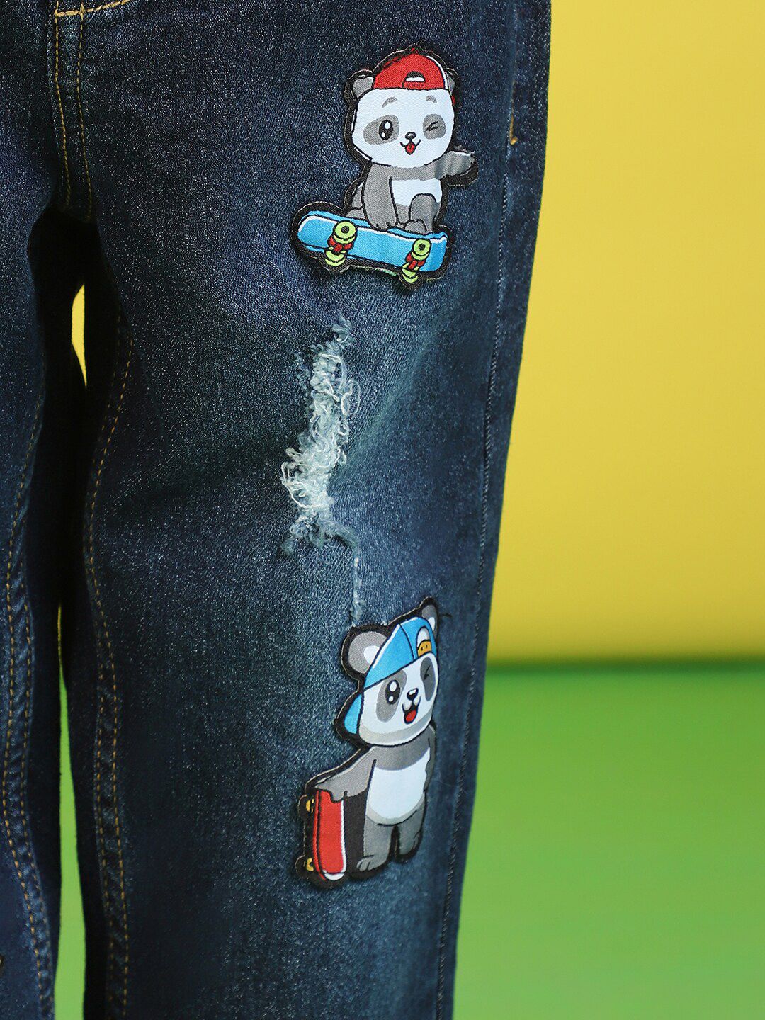 Nauti Nati Boys Jean Low Distress Light Fade Applique Stretchable Jeans