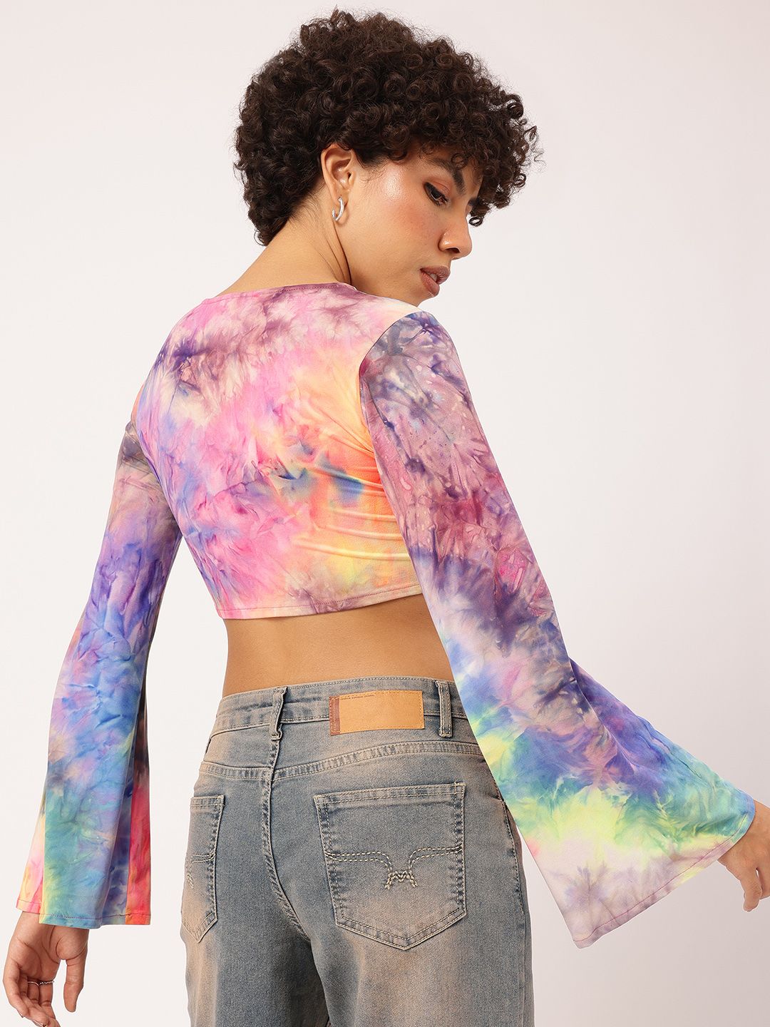 DressBerry Tie Dye Delight Front Buttoned Crop Top
