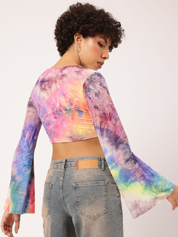 DressBerry Tie Dye Delight Front Buttoned Crop Top