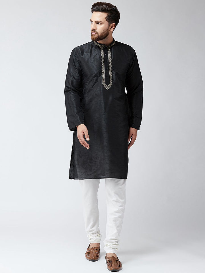 SOJANYA Lelaki Hitam Solid Kurta Lurus