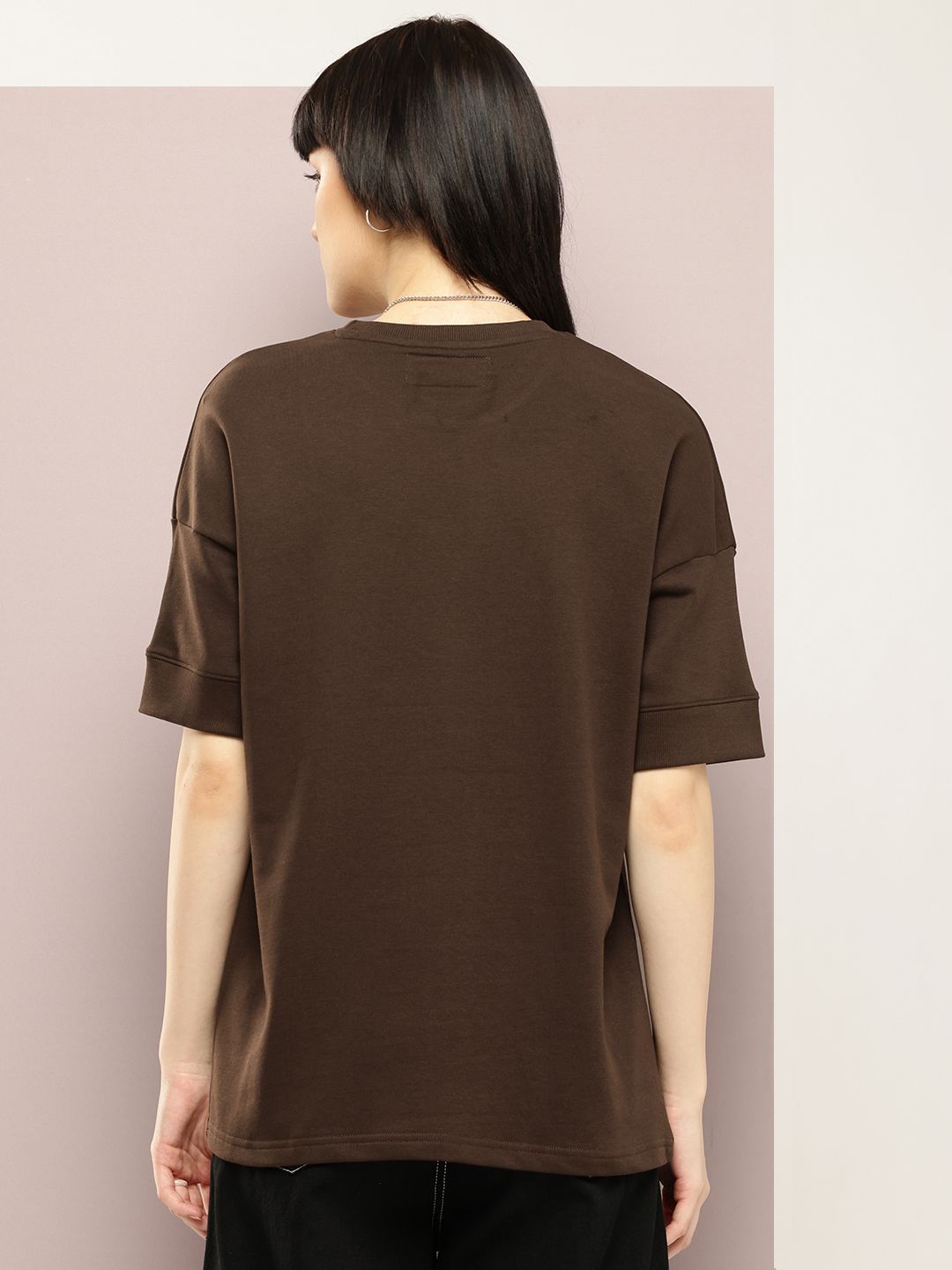DILLINGER Women Oversized Drop Shoulder Ultra Soft Drapey Cotton Crew Neck T-Shirt