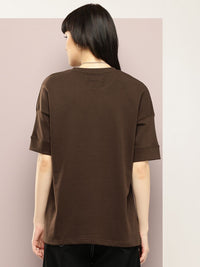 DILLINGER Women Oversized Drop Shoulder Ultra Soft Drapey Cotton Crew Neck T-Shirt