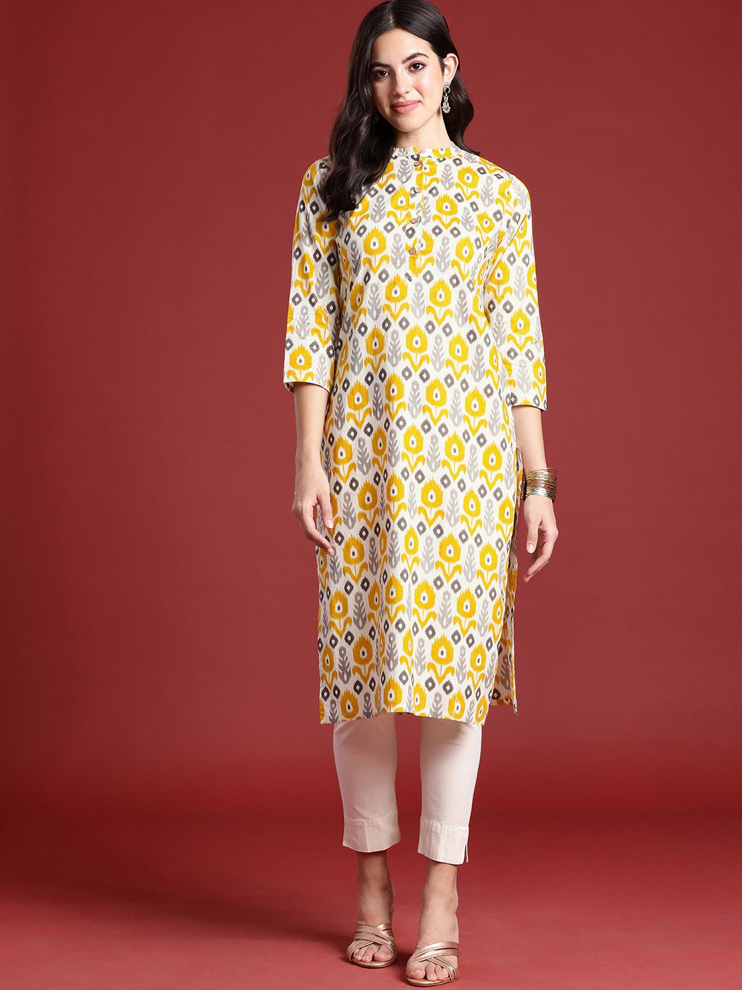 Anouk Ethnic Motifs Ikat Dyed Pure Cotton Kurta