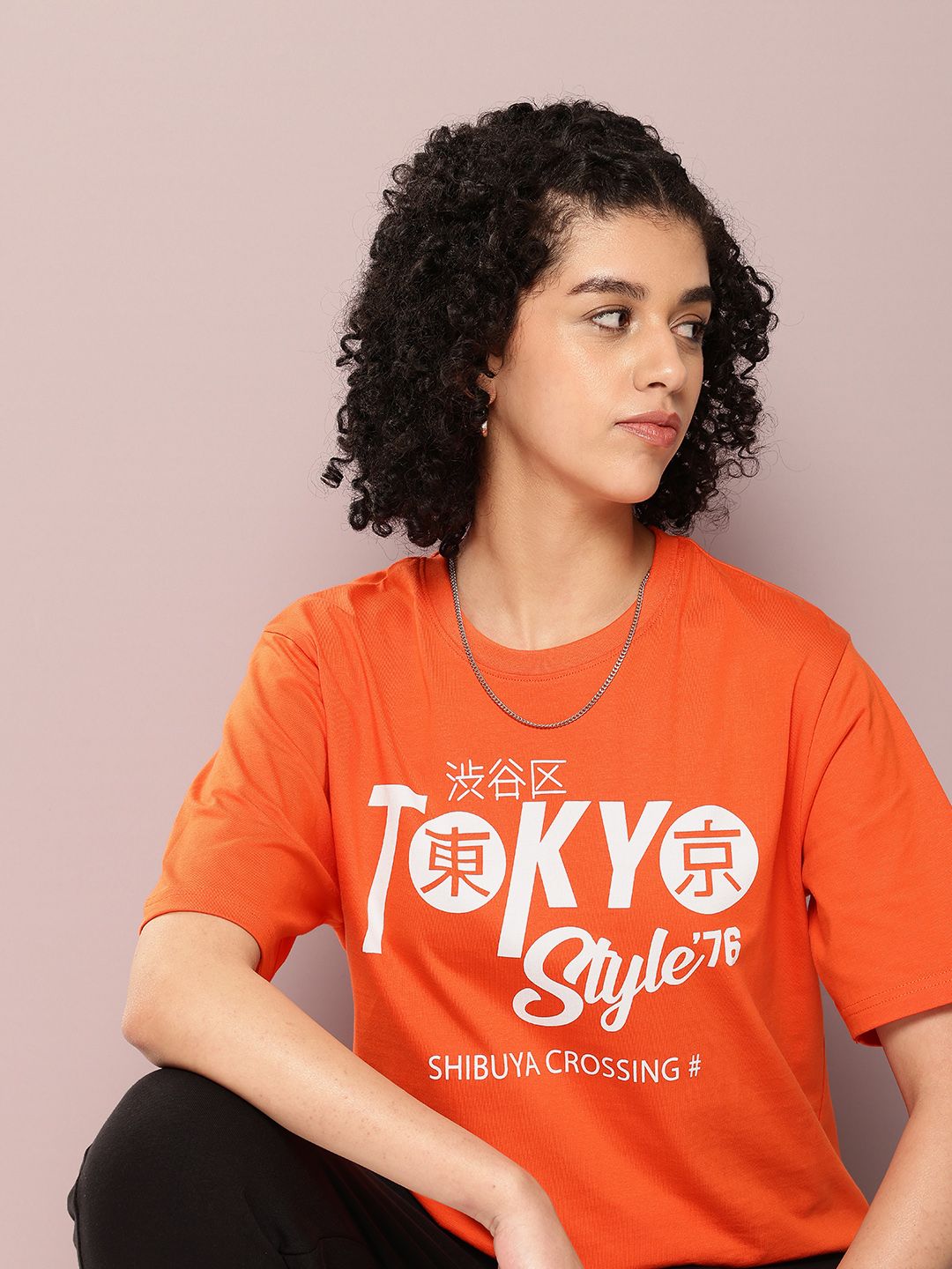 DILLINGER Women Typography Printed Oversized T-shirt