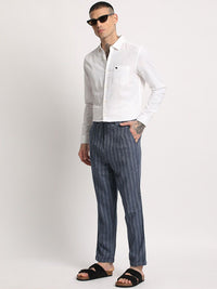 THE BEAR HOUSE Men Striped Tapered Fit Trousers